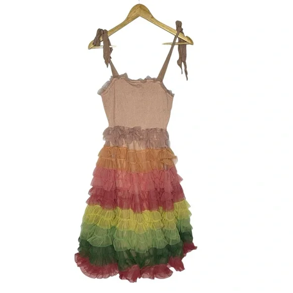 FINAL Bl^nk London x Anthropologie Rainbow Tulle Tiered Ruffle Midi Dress - Picture 5 of 15